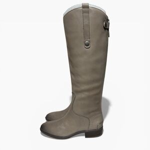 🌻NEW w/Box Sam Edelman Penny Gray Wide Calf Leather Riding Boots Size 6W WIDE